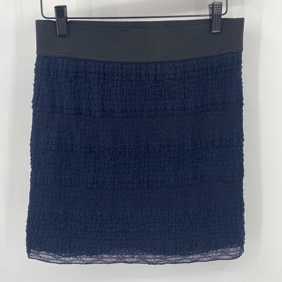 Free People Navy Lace Mini Skirt with Sparkle Stretchy Waistband Small - Picture 1 of 5